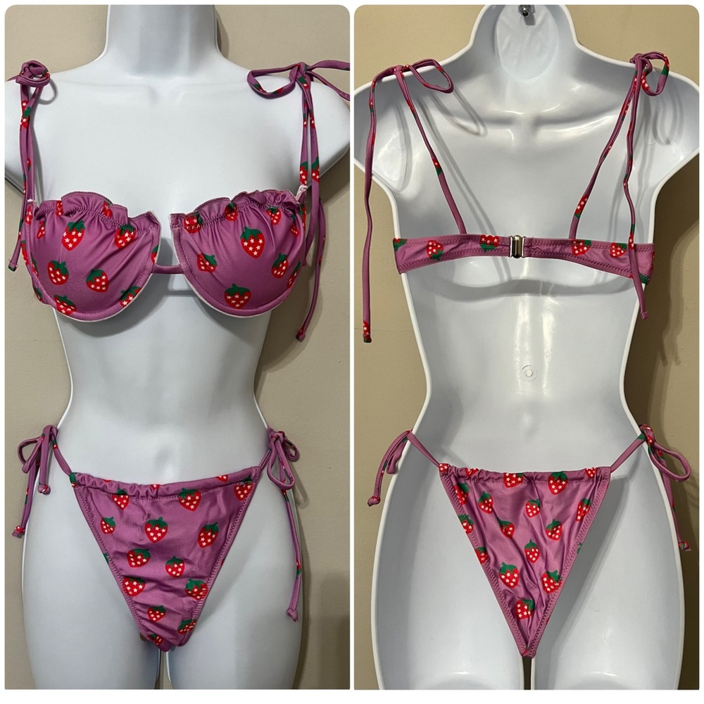Strawberry Print Underwire Cheeky Bikini Set